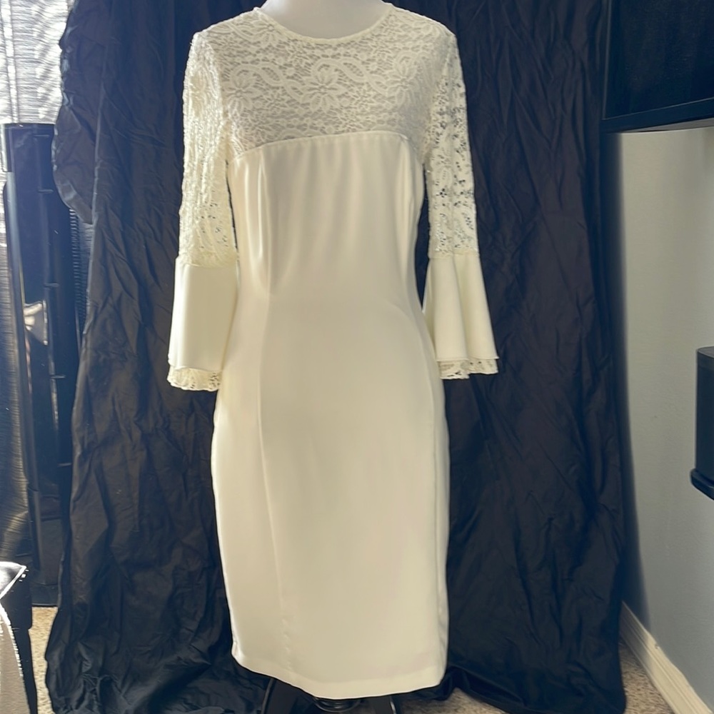 Lulus Lace & Bell Sleeve Dress